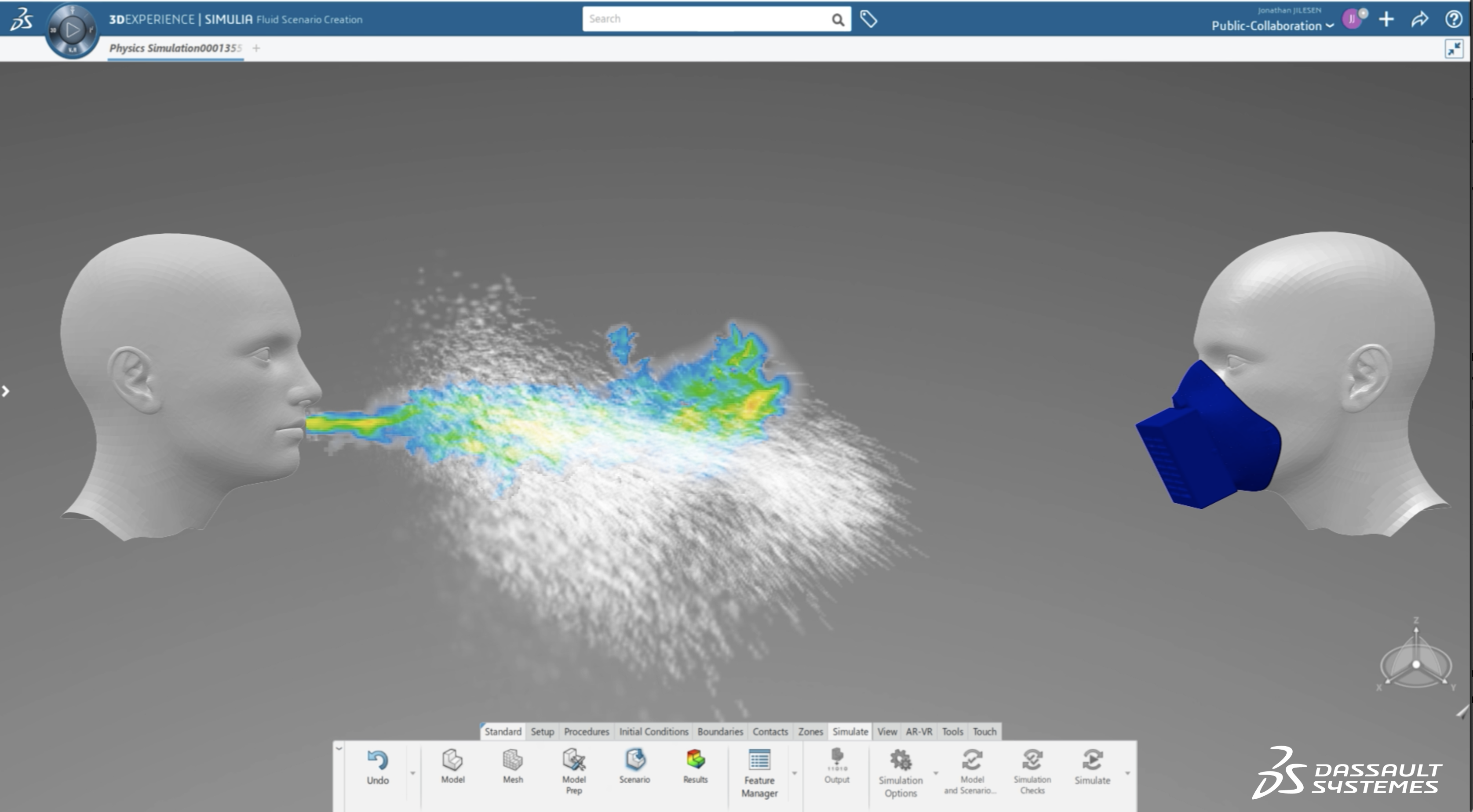 Dassault Systèmes OPENCOVID19 - SNEEZE SIMULATION 3